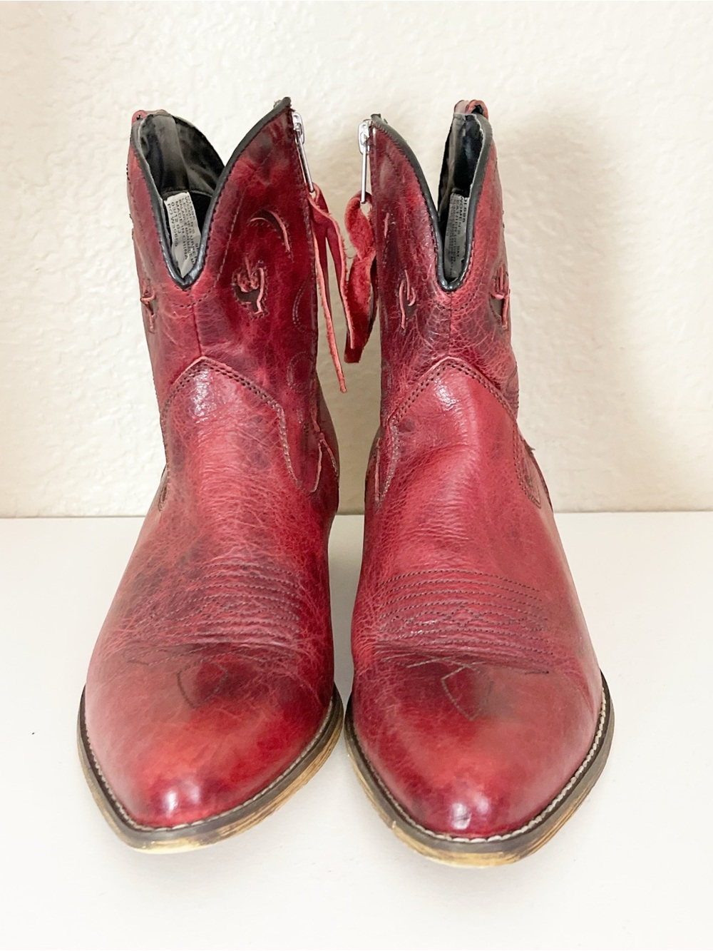 Vintage Dingo Adobe Rose Western Leather Cowboy Bootie in Red 9 - Picture 6 of 14